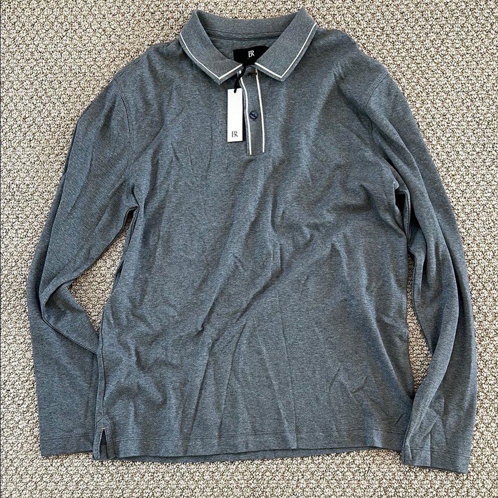 Banana Republic Gray Long Sleeve Polo Shirt